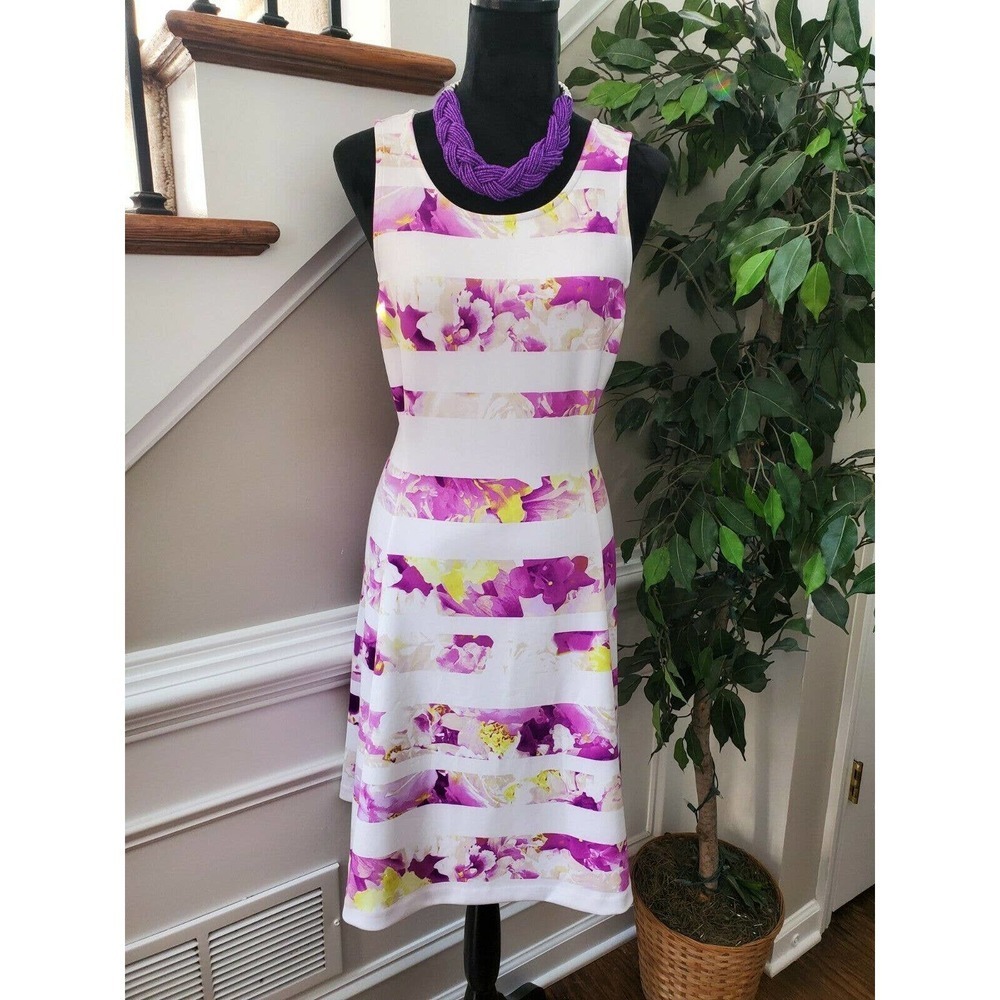 Worthington‎ Women's White Polyester Sleeveless Round Neck Knee Length Dress 10
